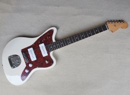 White Electric Guitar with P90 Pickups,Rosewood Fretboard,Red Pearled Pickguard,Offering Customised Service