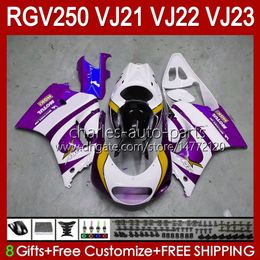 Body Kit For SUZUKI VJ21 RGV250 purple white RGVT RGV 250CC 250 CC Bodywork VJ-21 Panel 21HC.139 RGV-250CC RGV-250 RGVT-250 VJ 21 1988 1989 RGV250C SAPC 88 89 OEM Fairing