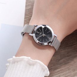 Wristwatches Ladies Fashion Simple Steel Mesh Band Quartz Watch Women Casual Waterproof Girl Silver Clock Lady Gold Hour Gift