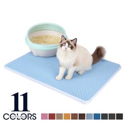 Colour Waterproof Pet Cat Litter Mat Double Layer Non-slip For Cats Pets Litter Trapping Pets Litter Mat Cat Bed Pads House Clean 210713