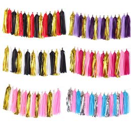 Party Decoration 15pcs Mixed DIY Tissue Paper Tassel Garland Wedding Kids Birthday Bachelorette Hen Decorations Baby Shower Favours Supplies