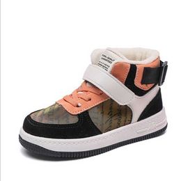 Children's Shoes Autumn New High-Top Children's Trend Fashion Velcro Boy's Shoes Sports Girls Casual Shoes G1025