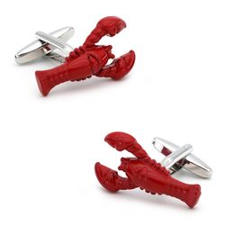 Men's Lobster Cuff Link Copper Material Red Colour 1pair