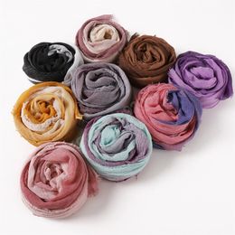 Fashion Gradient Colour Women Bubble Chiffon Long Scarf Turban Elegant Muslim Wrap Hijab Scarves Shawls Malaysia Female Headwear