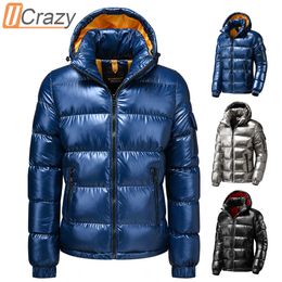 Men Winter Metallic Shiny Warm Thick Waterproof Parkas Jacket Men Autumn Outwear Outfits Windproof Detachable Hat Parka Coat 211008