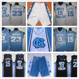 Unc Jersey North Carolina # 15 Vince Carter Blue White Steyed NCAA College Basketball Jerseys Bords Shorts