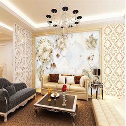 European style marble Jewellery wallpapers art TV background wall 3d murals wallpaper for living room