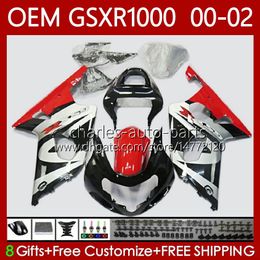 Injection Mould Bodys For SUZUKI GSXR-1000 GSX R1000 GSXR 1000 CC 01-02 Bodywork 62No.37 1000CC GSXR1000 Red black K2 00 01 02 GSX-R1000 2001 2002 2002 OEM Fairing kit