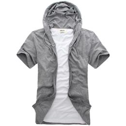 10 Colours Short Sleeve Men T Shirts Streetwear Stylish Casual T-Shirt Men's Summer Solid Casual Zip Cardigan Top