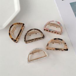 Geometric Acetate Hair Claw Clamps For Women Semicircle Alloy Hairpin Tortoiseshell Leopard Barrettes Girl Hair Accessories