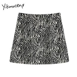 Yitimuceng Zebra Skirts Womens A-Line Above Knee High Waist Skirt Lined Casual Mini Clothing Fashion Japanese Cute Sweet Girls 210601