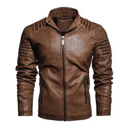 Leder Herren Herbst und Winter Motorradjacke dick lässig und schick Herren PU Lederjacke schlank gutaussehend 211111