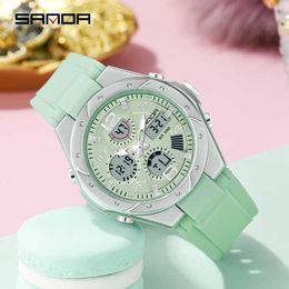 SANDA Watch With Double Display Women Quartz Clock Wristwatch Fashion Japan Movement Waterproof Sports Digital G1022