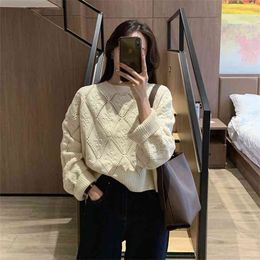 Loose soft waxy wool sweater spring and autumn fashion casual cotton 210427