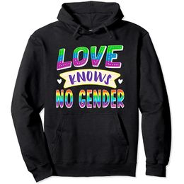 Men's Hoodies & Sweatshirts Love Knows No Gender LGBTQ Gay Pride Lesbian Rights Rainbow Pullover Hoodie