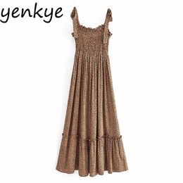 Sexy Sling Vintage Leopard Dress Women Sleeveless Vestido Mujer Holiday Casual Party Long Dresses Summer 210514