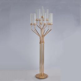 wedding candelabras UK - Party Decoration Gold Wedding Table Centerpiece Acrylic Candelabras 160 CM Height 13 Heads Candle Holders Candlesticks Home