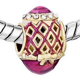 -5pcs par lot gold platine cuivre bijoux de cuivre couleurs émaillons filigrane bowknot Faberge charme de perles d'œufs Russion FITS pour bracelets