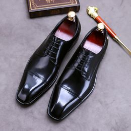 Men's Genuine Leather Shoes Three-joint Men Business Dress Pointed Toe Large Size 37-46 Formal Wear Handmade
