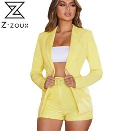 Women Suits Temperament Blazer Suit Loose Leisure Coat With High Waist Short Two Piece Set Shorts Jacket 210513