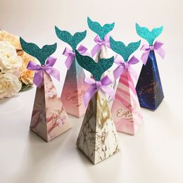 moving boxes wholesale Canada - Newest Selling Mermaid Favor Holders Wedding Candy Boxes European Style Creative Candies Box Baby Birthday Party Triangle Cases
