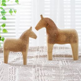 Pair Of DIY Horse Adornment Wooden Blank Unfinished Wood Animal Shape Design Craft Garden Decorations