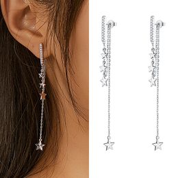 bamoer Long Tassel Drop for Women 925 Sterling Silver Shining Starry Earrings Wedding Engagement Jewellery BSE349