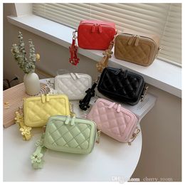 kids rhomboid handbags sweet flower chain women mini wallet 2021 fashion children one shoulder small square bag girls all around bags F555