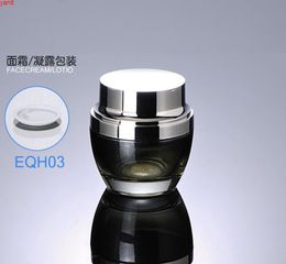 300pcs/lot Newest 50g 50ml High Grade Glass Cream Jar Black with Silver Color For Cosmetic Packaging EQH03good qualty