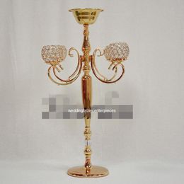 tall wedding table centerpieces UK - Party Decoration 75cm Tall 10pcs Supply Gold Table Centerpieces 5 Arm Crystal Wedding Candelabra