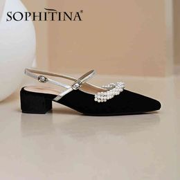 SOPHITINA Retro Pumps Women Comfortable Square Heel Buckle Fashion Rome Style Elegant Shoes Handmade Pumps PO541 210513