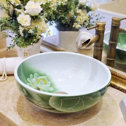 Hot Selling Jingdezhen Ceramic Wash Basin green bathroom sinks countertops