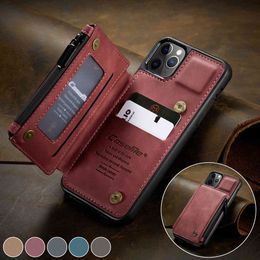 12 11 Pro XS Max XR 7 8 Plus Leather Flip Phone Case Redmi Note 8 9 pro With RFID Zipper Credit Card Wallet Cover