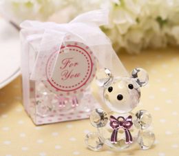 Party Mini Crystal Bear in Gift Boxes Baby Shower Boy Girl Baptism Souvenir Babys Gifts Box CrystalWedding Favors SN2116