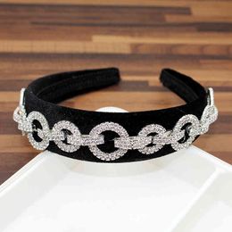 Korean Fashion Luxurious Silver Colour Round Crystal Hairbands Wide Sparkly Rhinestone Headband For Women Wedding Hair Jewellery