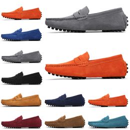 Non-Brand men running suede shoes black light blue red Grey orange greens brown mens slip on lazy Leather shoe