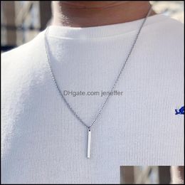 Pendant Necklaces & Pendants Jewelry Men Necklace Stainless Steel Women Simple Long Chain Rectangar Statement Couples Choker Gifts Y0301 Dro