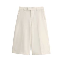 Women Fashion Side Pockets Straight Shorts Vintage High Waist Zipper Fly Short Pants Female Chic Pantalones 210520