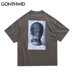 Tshirts Streetwear Creative Head Print Punk Rock Gothic Tees Shirts Hip Hop Casual Cotton Loose T-Shirt Tops 210602