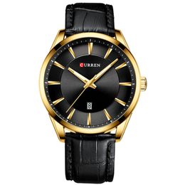 Fashion Casual Watches Clock Men Luxury Brand Watch Simple Quartz Wristwatch with Leather Male Clocks Black