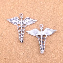 29pcs Antique Silver Bronze Plated caduceus medical symbol md Charms Pendant DIY Necklace Bracelet Bangle Findings 40*40mm