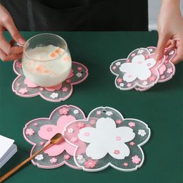 1PC Cherry Blossom Heat Insulation Table Mat Anti-skid Silicone Pads Hot Tea Milk Mug Coffee Cup Coaster Kitchen Accessories