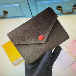 M62472 Frauen kurze Brieftasche klassische Leder Reißverschluss Falten Geldbörsen Outdoor Münztüte Mode Clutch Taschen Kreditkarten Geldbörse mit Box
