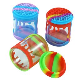 silicone wax container glass smoking storage tank tobacco storage box 100ml cigarette set accessories