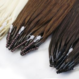 14"-28" Remy Virgin Micro Beads Nano Rings Human Hair Extensions Black Brown Blonde 100s 80g 100g Indian Brazilian European