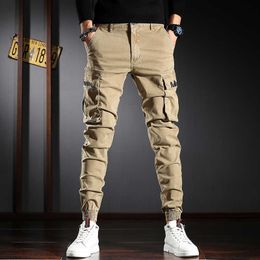 Korean Fashion Men Jeans High Quality Big Pocket Casual Cargo Pants Streetwear Hip Hop Joggers Designer Slack Bottom Trousers