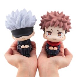 Anime jujutsu kaisen figurine fofo gojo satoru itadori yuji olhar up pvc anime ação figura 220118