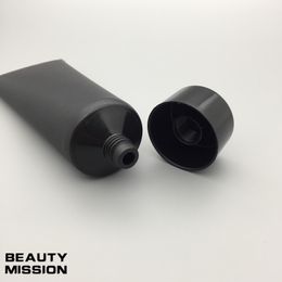 (50pcs)120g Empty Black Soft Refillable Plastic Lotion Tubes Squeeze Cosmetic Packaging bottle