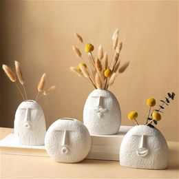 Home Creative Ceramic Vase for Flowers Human Face Design Living Plant Pots ative Room Decor Aesthetic