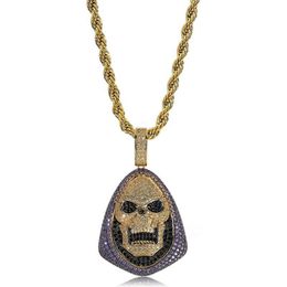 Pendant Necklaces Trend Gothic Religion Style Men's Necklace Party Jewellery Colourful Zircon Skull Chain
